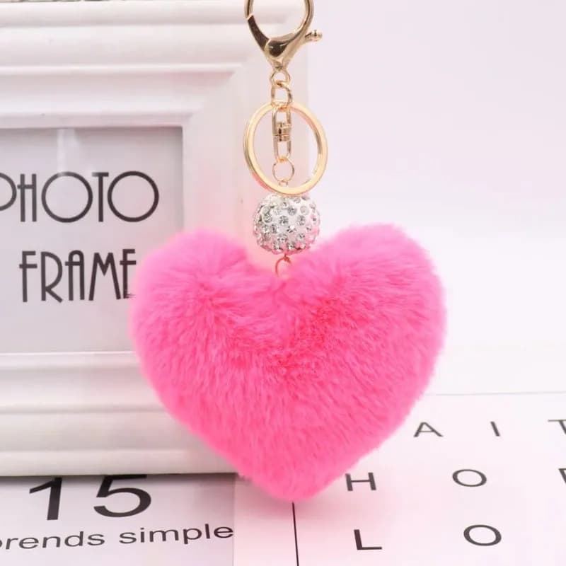 Portachiavi a forma di cuore adorabile Pompon finta pelliccia di coniglio Rex borsa per ragazza appendere portachiavi per auto Llaveros