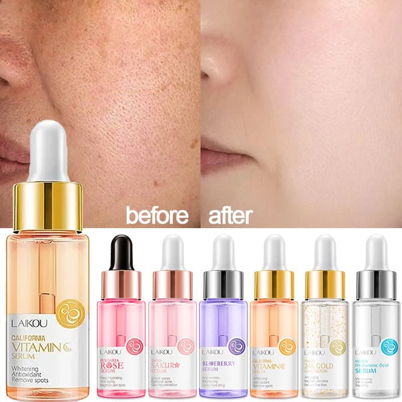 Siero Viso Idratante 15ml con Bava di Lumaca e Vitamina C, Essenza Illuminante e Idratante con Acido Ialuronico e Sakura per la Cura della Pelle