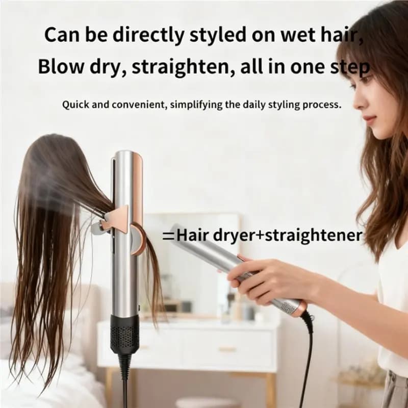 【ALLOWANCE】Asciugacapelli e Piastra Professionale 2-in-1 con Ioni Negativi, Strumento per Styling Bagnato e Asciutto, Effetto Duraturo