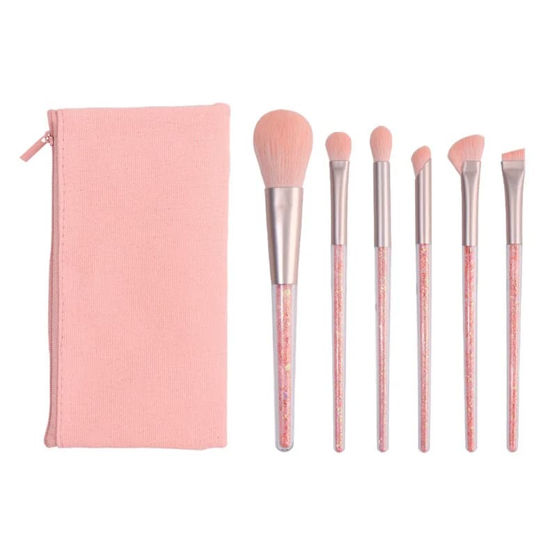 Zoreya Mini Pennello per trucco Set portatile da 6 pezzi per principianti Pennello per fard, Pennello per ombretto, Pennello per contorno e ombretto per naso