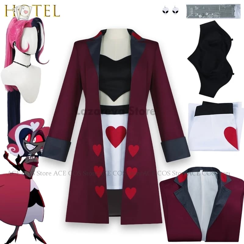 Hazubin Vees Velvette Hotel Cosplay Costume di moda Gonna Gilet Gonna Orecchino Cappotto Anime Travestimento Abbigliamento Donna sexy Nuovi vestiti