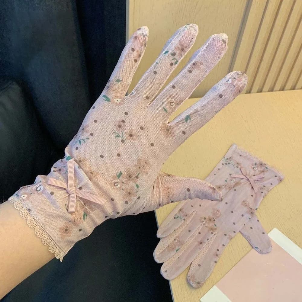 1 paio di guanti traspiranti per protezione solare, guanti in silicone antiscivolo, sottili, in rete di pizzo, ad asciugatura rapida, per protezione solare, guanti estivi per la guida