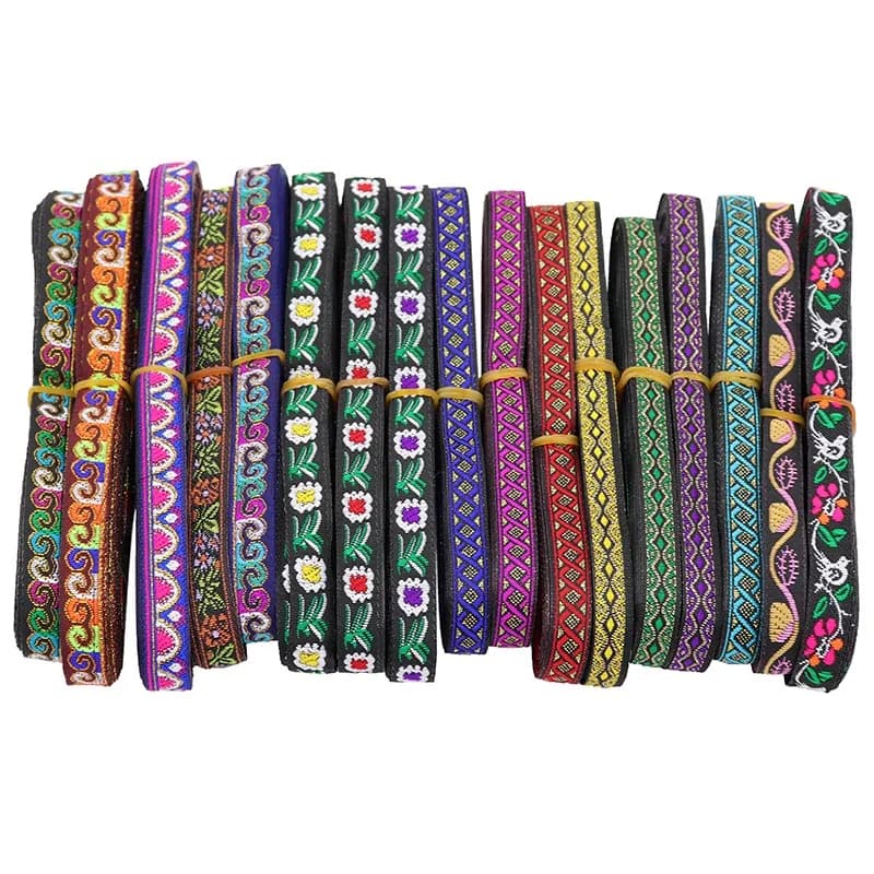 Nastro Jacquard intrecciato da 7 yarde da 10mm nastro di pizzo ricamato etnico Vintage per accessori per borse per indumenti per tende