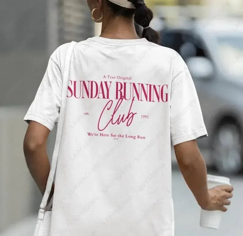 Camicia Sunday Running Club T-shirt da allenamento estetica carina motivazionale per donna Top in cotone con stampa divertente regalo per migliore amico alla moda