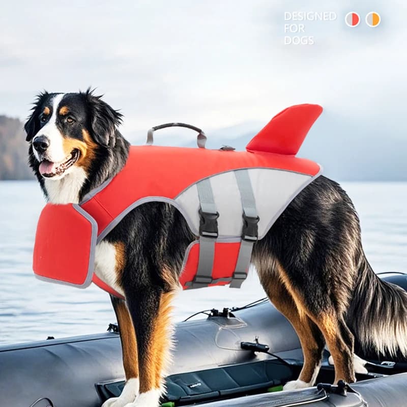 Shark Fin Shape Dog Life Jacket Adjustable Summer Safety Vest for Pool Surfing Drifting