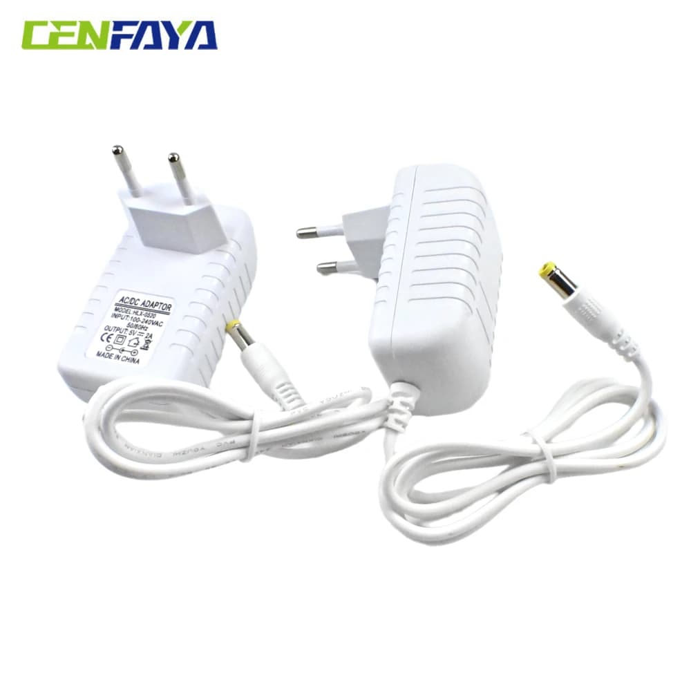 Adattatore di alimentazione SPINA UE 5V 1A 2A 220V AC a 5 Volt LED Strip Light 5W 10W Driver Illuminazione Trasformatore bianco per telecamera CCTV