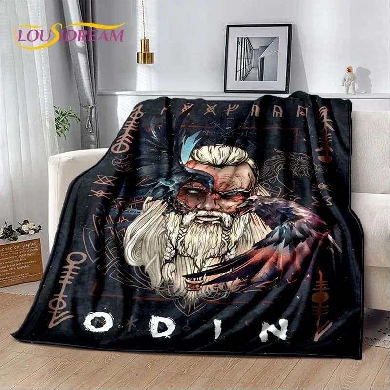 Coperta Viking Nordic Odin Valhalla Cartoon Valknut, morbida coperta per casa, camera da letto, letto, divano, picnic, ufficio, viaggio, copertura per bambini