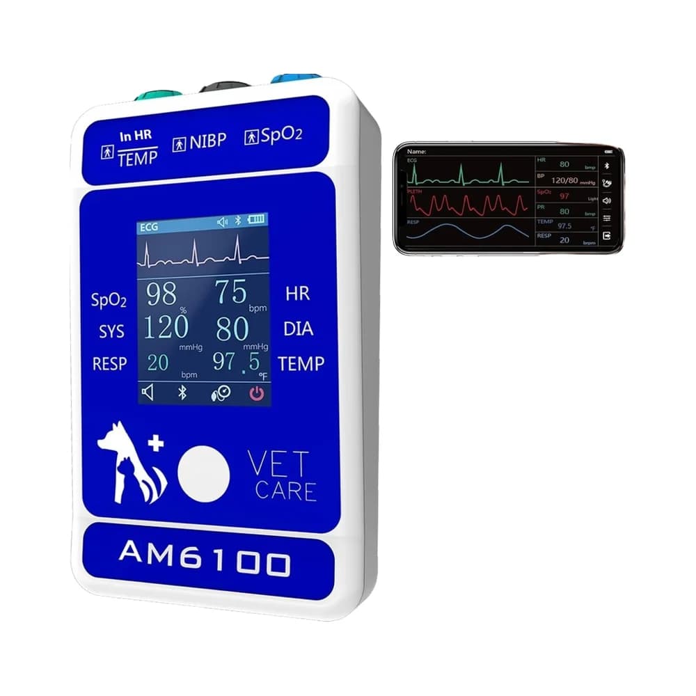 OSCAT Rechargeable 2.4 \" Portable Veterinary Instrument with Bluetooth pulse oximeter for cats and dogs