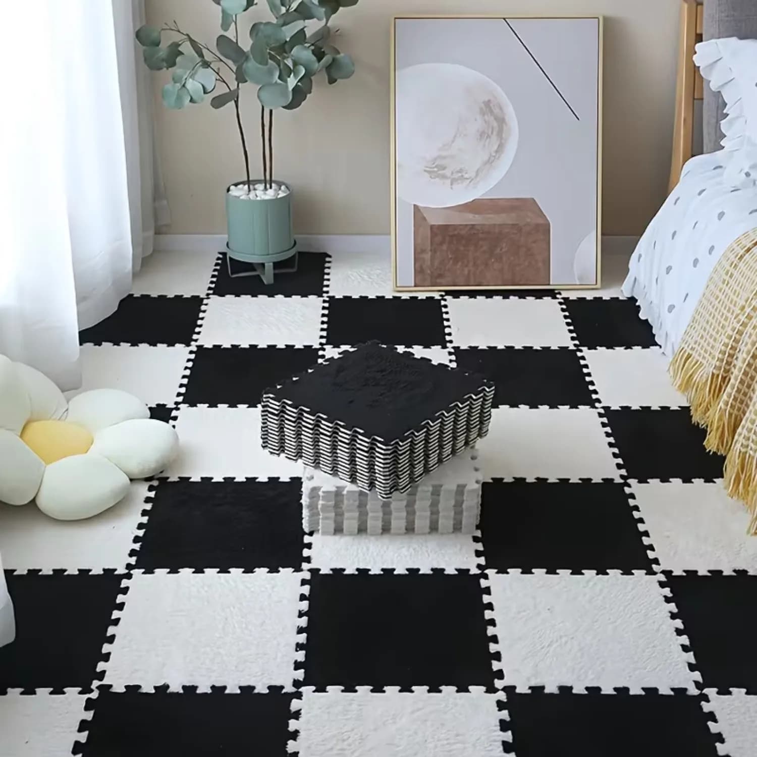 Tappetino puzzle in morbido peluche per bambini 30 * 30 cm per neonati realizzato in schiuma EVA caldo e antiscivolo protegge i bambini dai cadute e gli scivolamenti