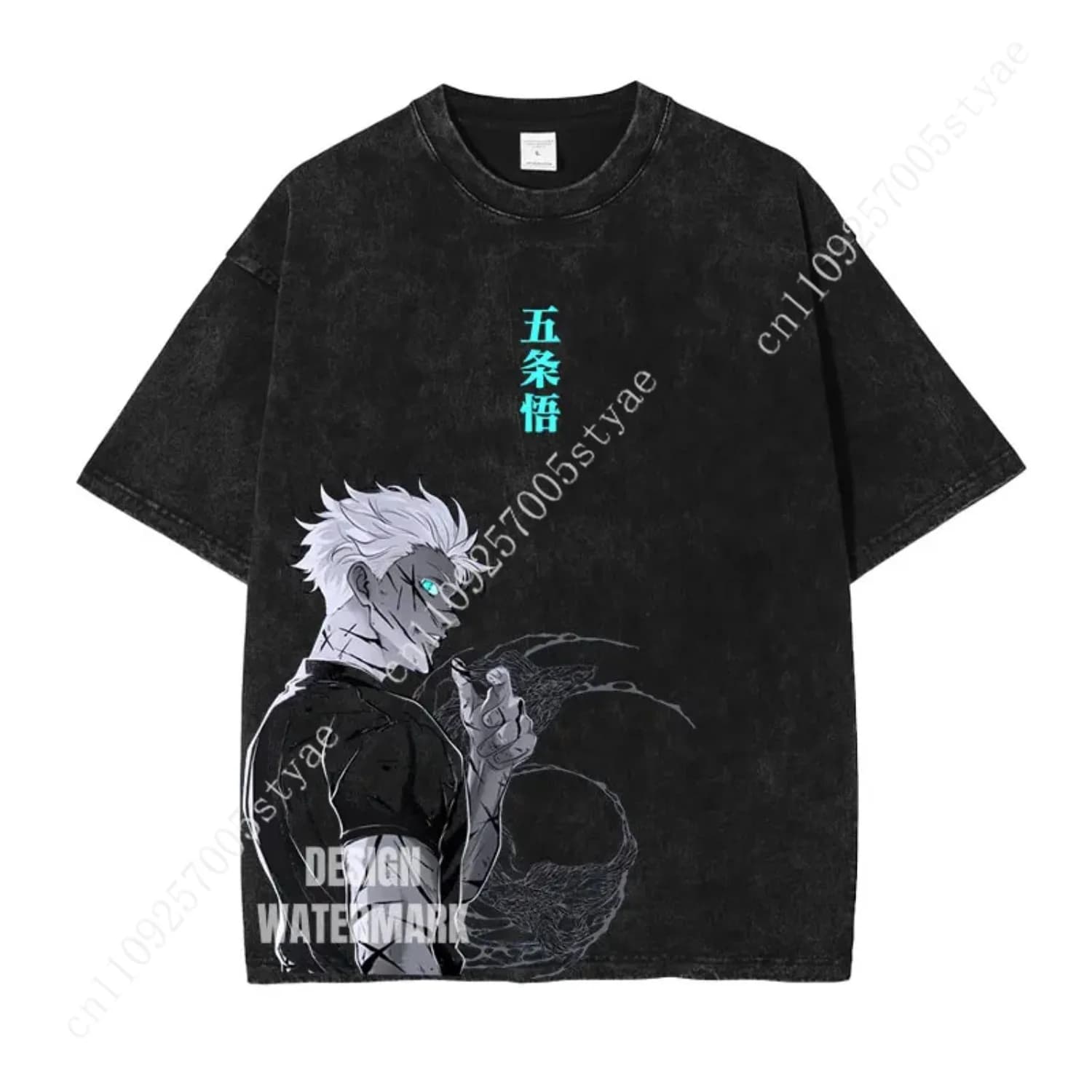 Gojo Satoru Graphic Tee Anime Clothing Men Women Cotton T-shirts Retro Washed T Shirt Harajuku Male Manga Tshirt