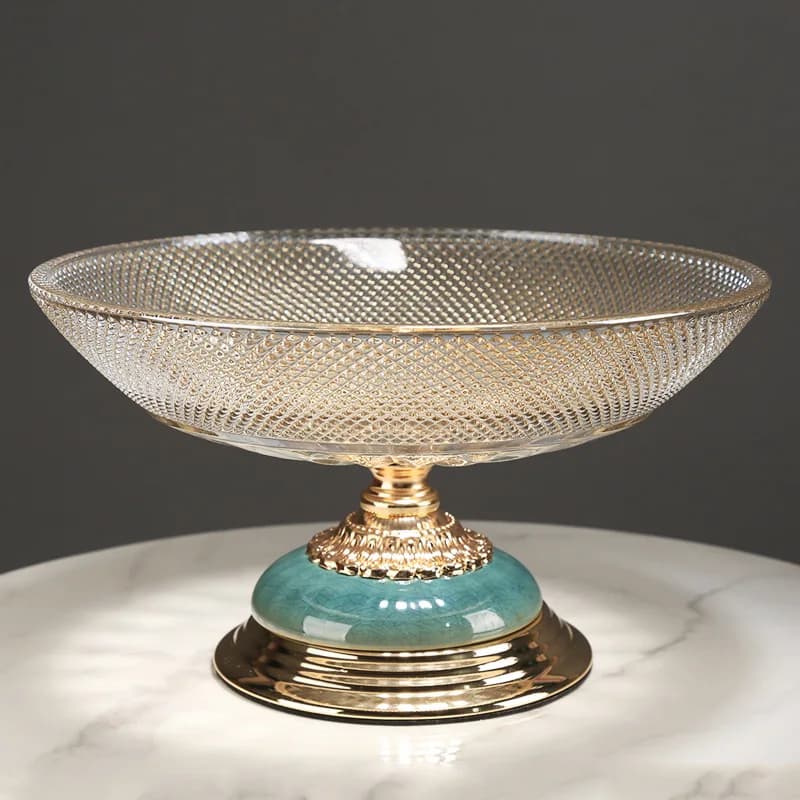 DSA light luxury ceramic glass fruit plate coffee table decorative fruit dried fruit plate living room dining table ornament