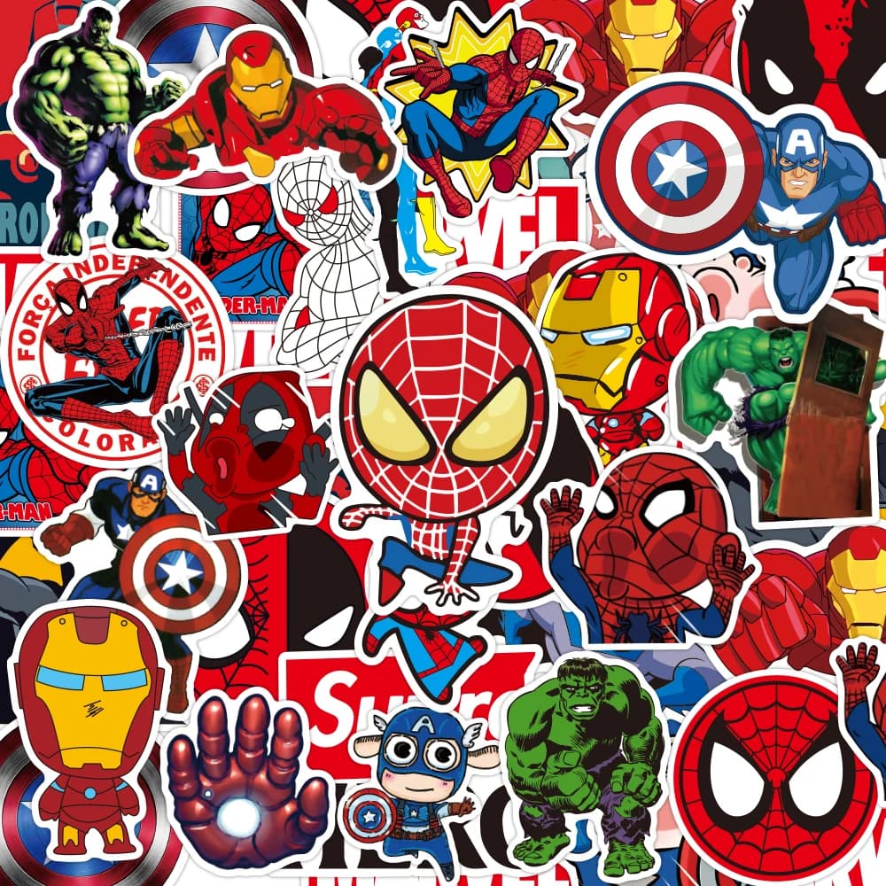 10/30/50/100 Pezzi Adesivi Anime di Supereroi Marvel, Decalcomanie dei Vendicatori, Decorazioni per Skateboard, Telefono, Chitarra
