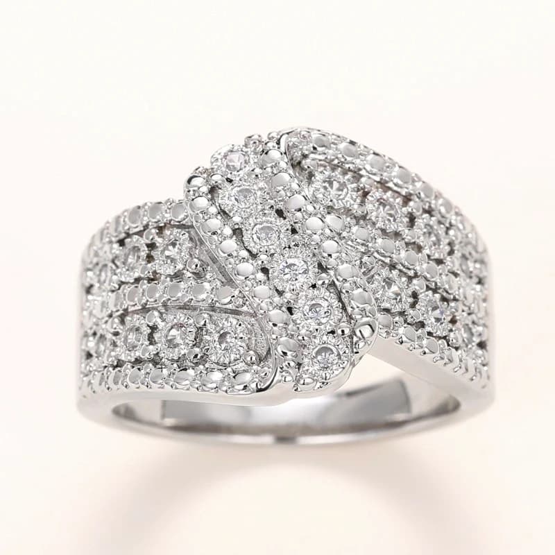 Huitan Fashion Knot Design Anelli di nozze per le donne Brillante cristallo Cubic Zirconia Nuova festa di fidanzamento Splendidi gioielli da donna