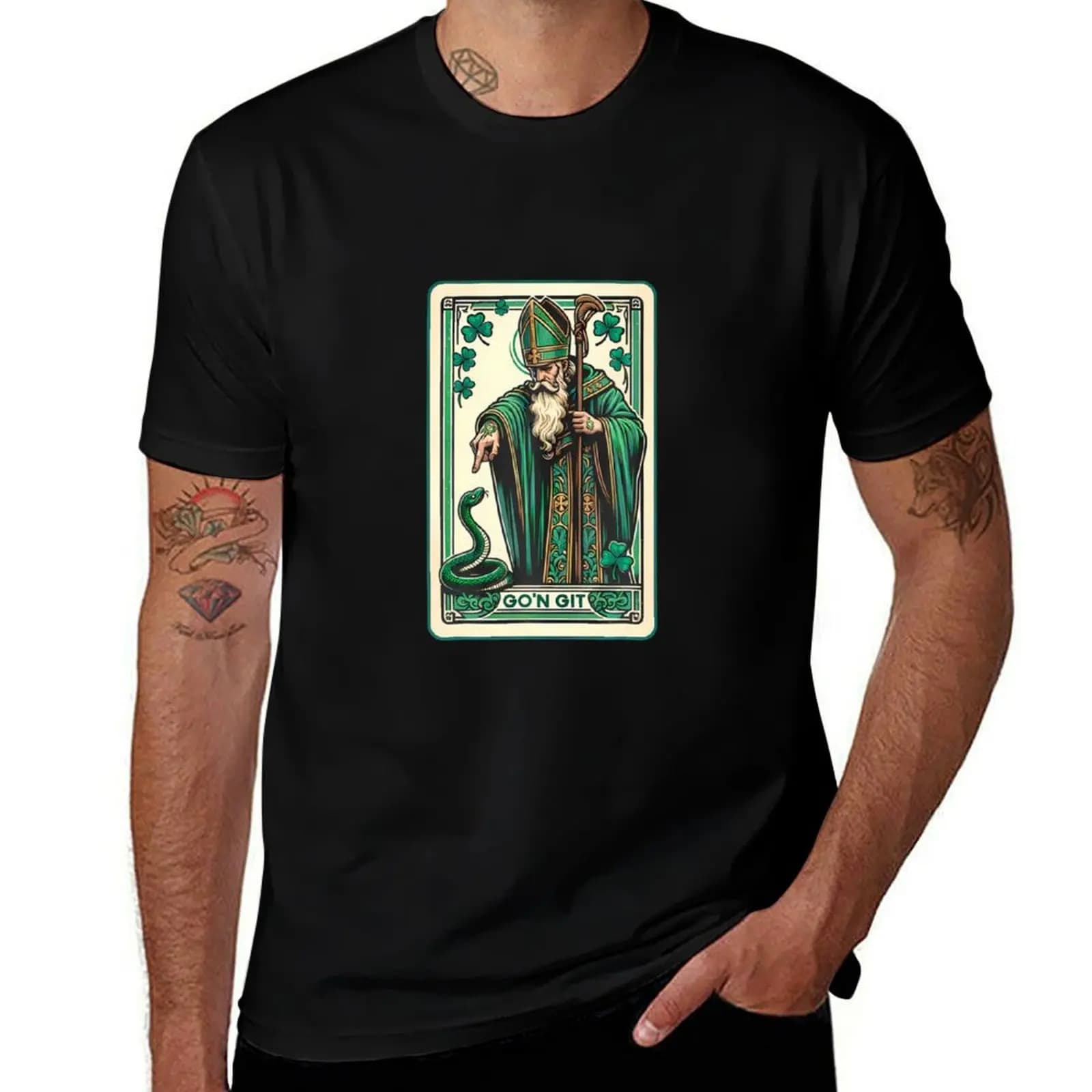 Tarot Card Funny St Patricks Day Tee Gon Git St Patrick T-Shirt Lightweight Gym Training T-Shirt
