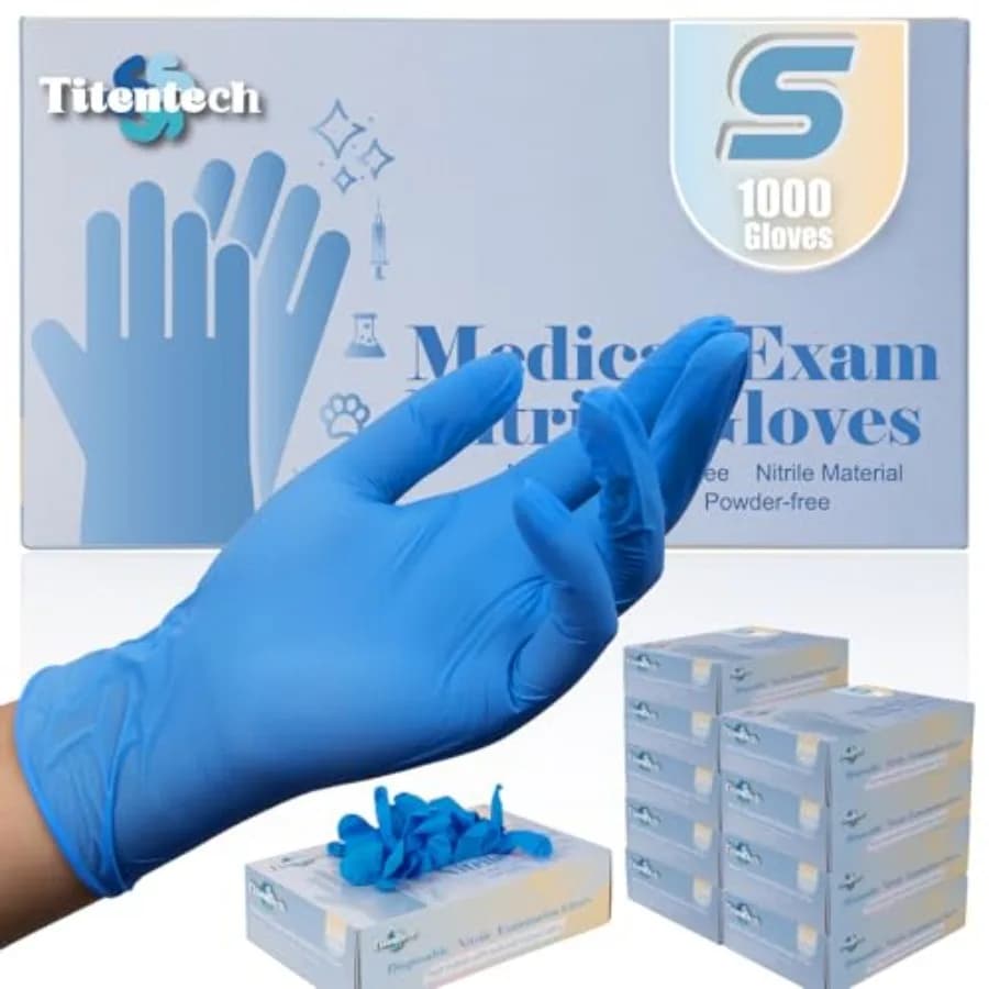 Guanti Monouso in Nitrile Blu 3mil per Esami, Sicuri per Alimenti, Senza Lattice, Senza Polvere, per Uso Medico, Pulizia e Cucina - Confezione da 1000