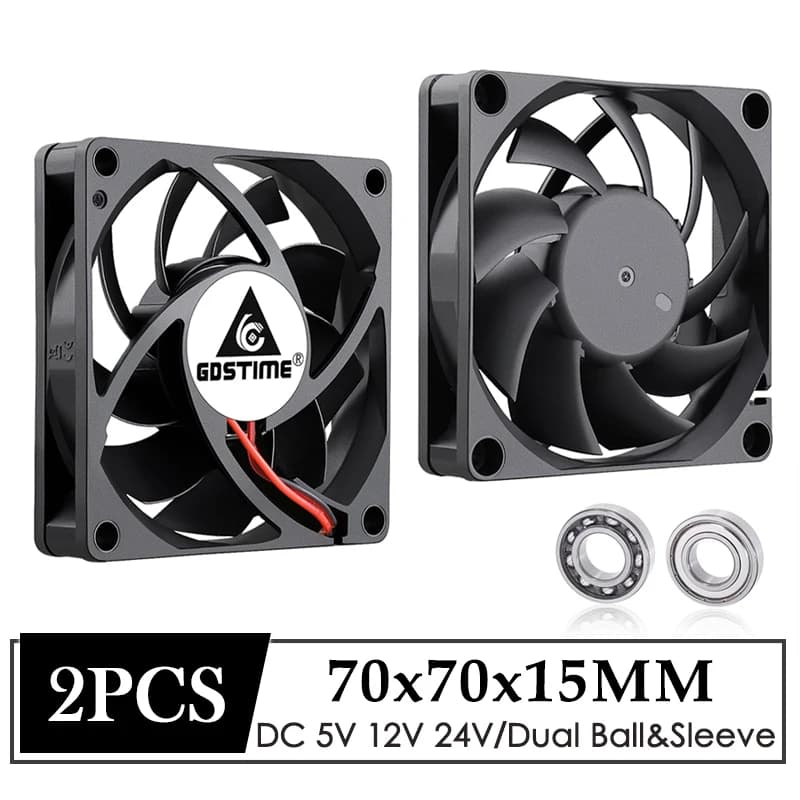 2 pz Gdstime 7 cm 70mm 7015 DC 5 V 12 V 24 V 2 Pin 2 Fili 70x70x15mm PC Computer Portatile Ventola di Raffreddamento Industriale Manicotto Cuscinetto A Sfere