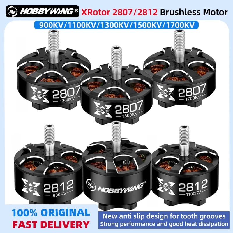 HOBBYWING Xrotor 2807/2812 900/1100/1300KV 4-6S 1500KV 4-5S/1700KV 3-4S Motori brushless neri per drone da corsa FPV