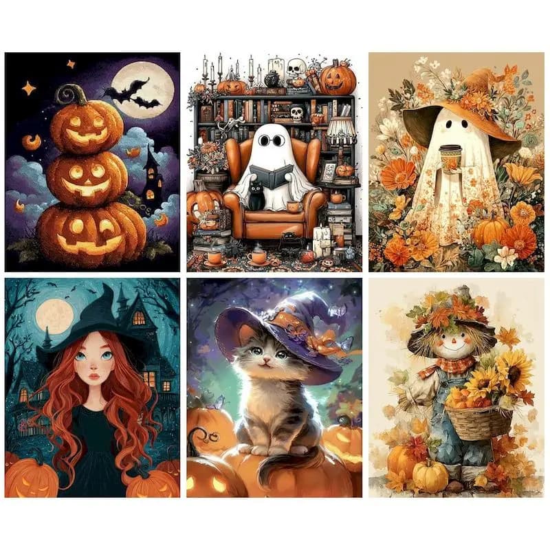 SDOYUNO Painting By Numbers For Adults Kits Cartoon Picture On Numbers Diy Gift Handmade Acrylic Paints Set Halloween Decors