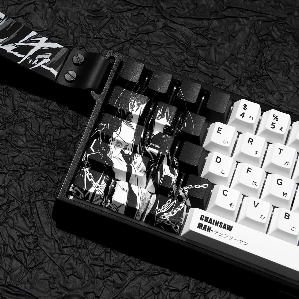Set di copritasti a tema Makima nero Copritasti per tastiera PBT 127 Copritasti personalizzati con profilo Cherry per tastiera meccanica
