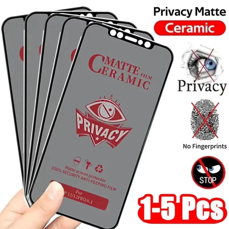 1-5 Pezzi Pellicole Protettive Opache Anti-Spia in Ceramica per iPhone 17 16 15 Pro Max 14 13 12 11 17Air X XR XS 7 8 Plus SE