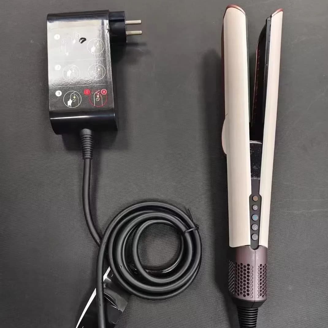Salon-Grade LED Hair Straightener Ceramic Handle Electric Power Source Dual Wet Dry Function 120-210C Temperature Range for