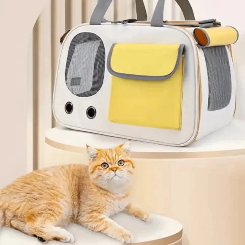 Borsa Trasportino Portatile per Gatti e Cani, Borsa da Viaggio Traspirante, Borsa a Tracolla per Piccoli Animali Domestici
