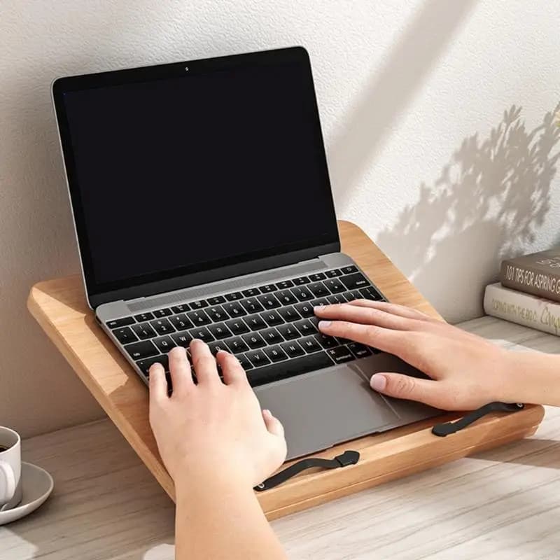 Supporto da lettura per laptop in legno con design antiscivolo per migliorare postura durante il lavoro o lo studio H8WD