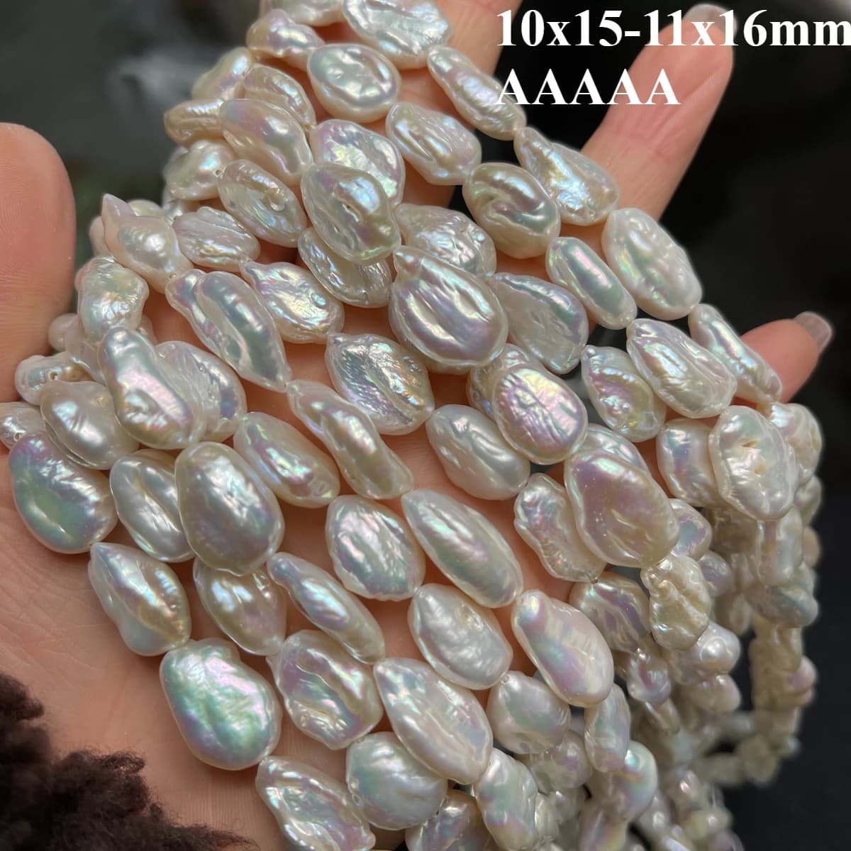 10x15-11x16mm 5A Perla Barocca Bianca D'acqua Dolce Naturale Irregolare Grande Perlina Regalo Gioielli Fare Collana FAI DA TE Accessori Braccialetto