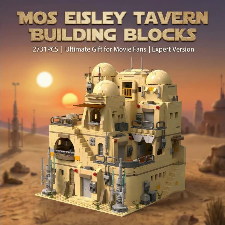 2731PCS Space Wars Mos Eisley Tavern Building Blocks Film Desert Planet Architectural Model Children's Assembly Toys Adult Gift