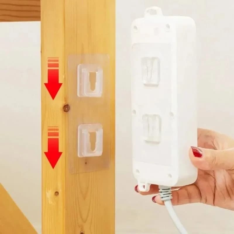 Clear Double-Sided Adhesive Wall Hooks - No Drill Sticker Hangers with Suction Cup for Bathroom, Kitchen