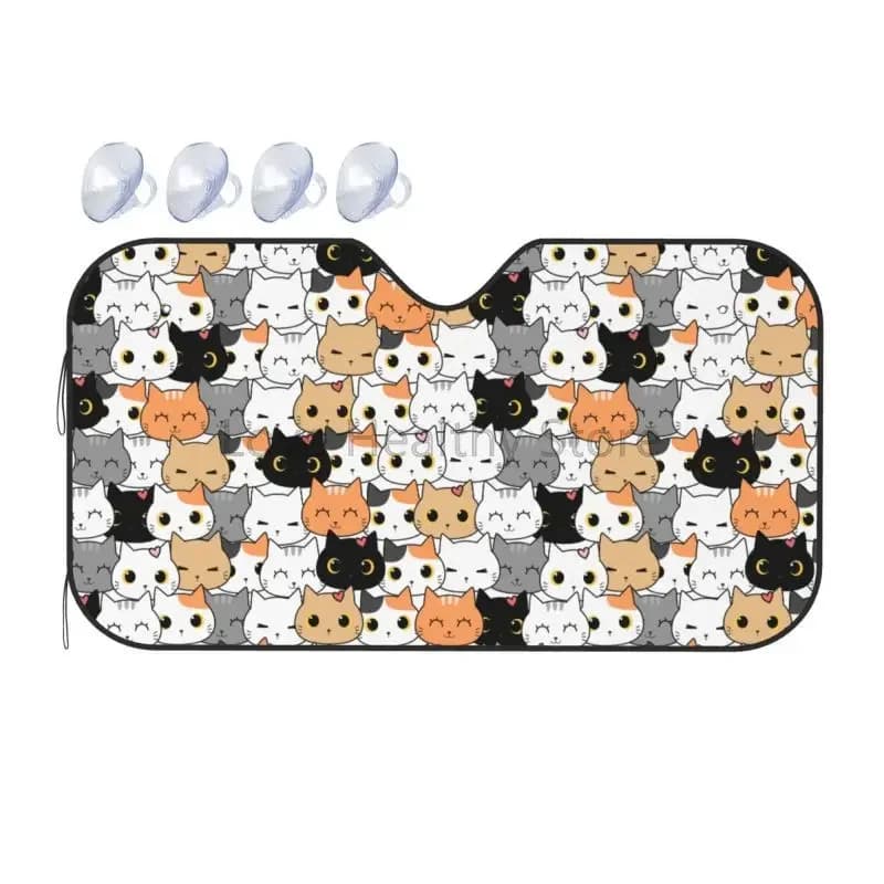 Simpatico gatto modello parabrezza per auto parasole pieghevole lunotto anteriore protezione visiera parasole universale adatto berlina furgone SUV camion 51x27,5 pollici
