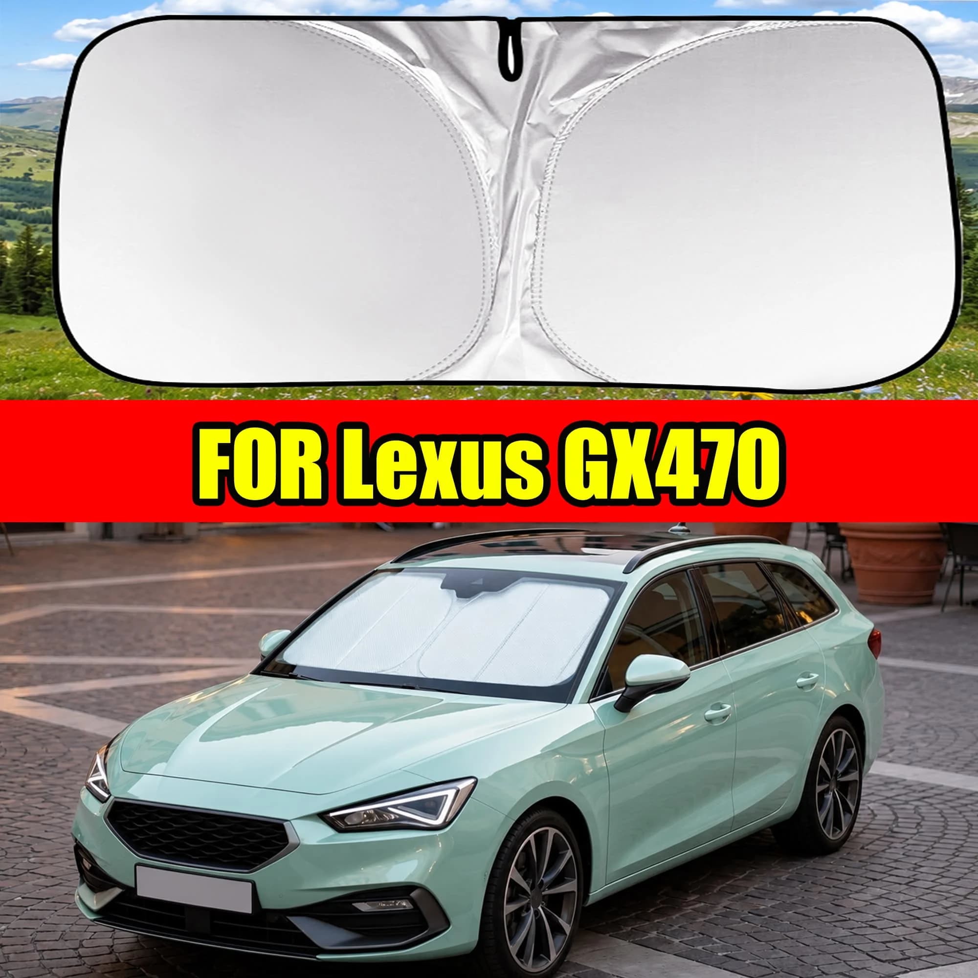 FOR Lexus GX470 Windshield Sunshade With Titanium Silver Coating, UV Protection & Heat Block