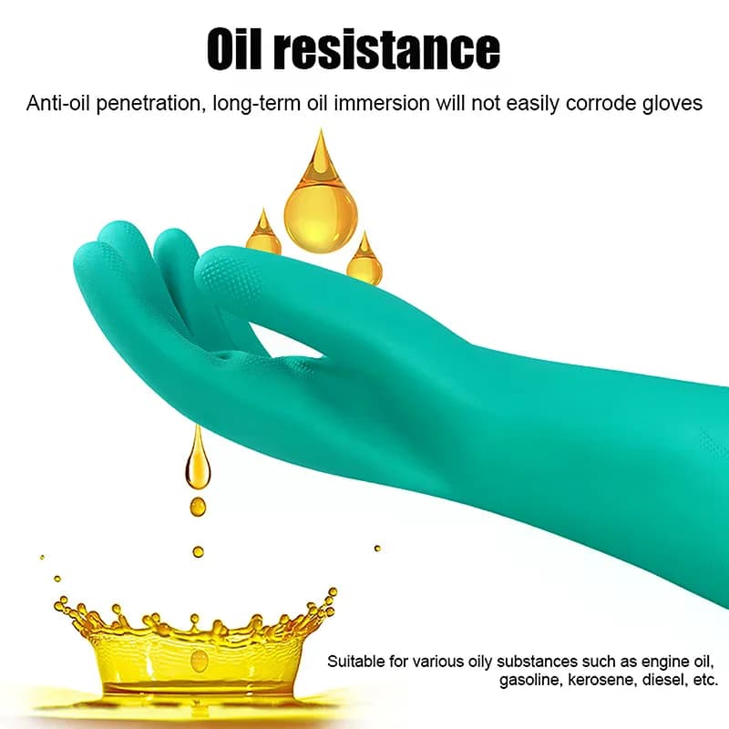 Guanti in Nitrile Spessi Senza Lattice per Giardinaggio e Verniciatura Chimica - Guanti Impermeabili Resistenti ad Acidi e Prodotti Chimici a Manica Lunga