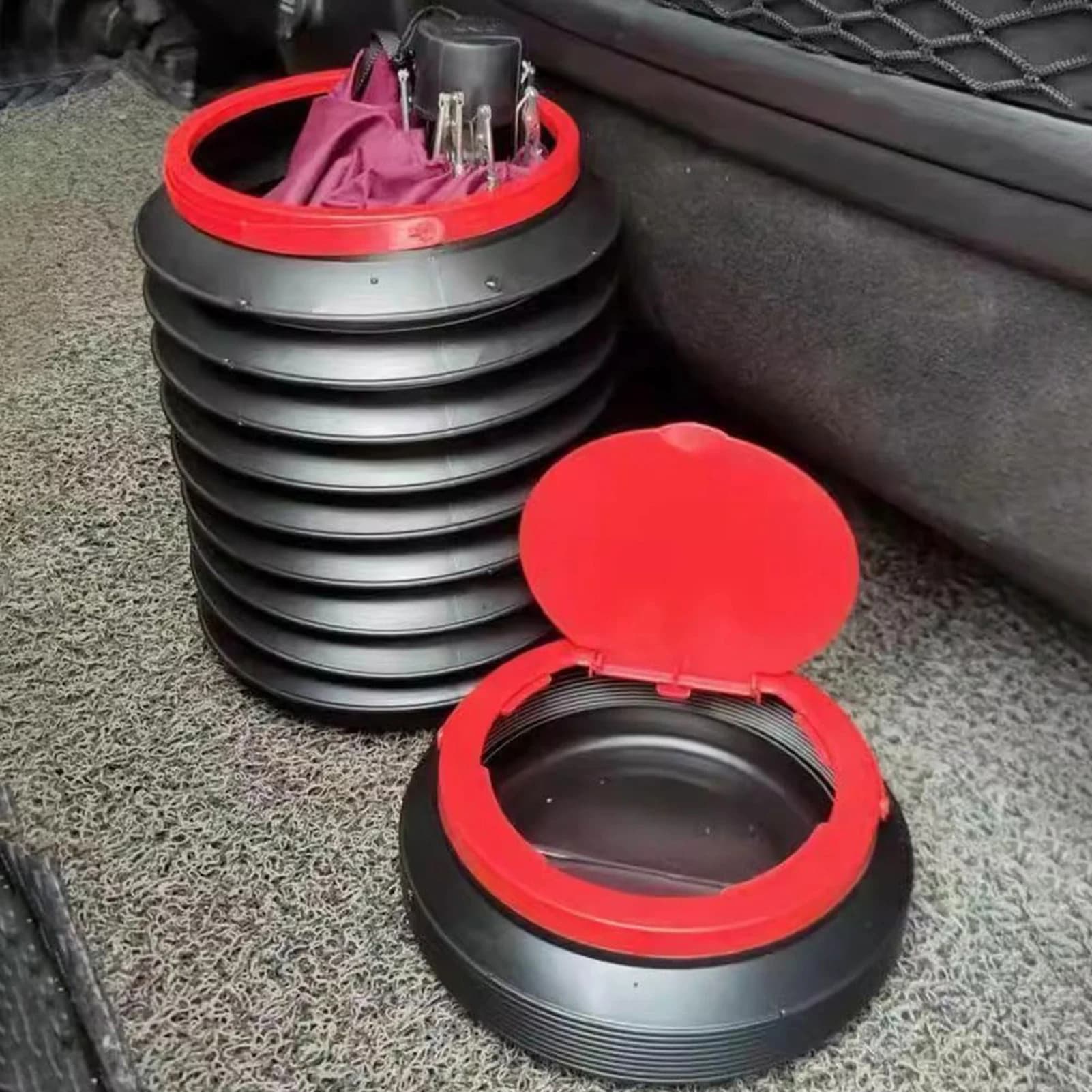 Pattumiera per auto pieghevole mini bidone della spazzatura secchio di stoccaggio magico per portaombrelli retrattile portatile per veicolo