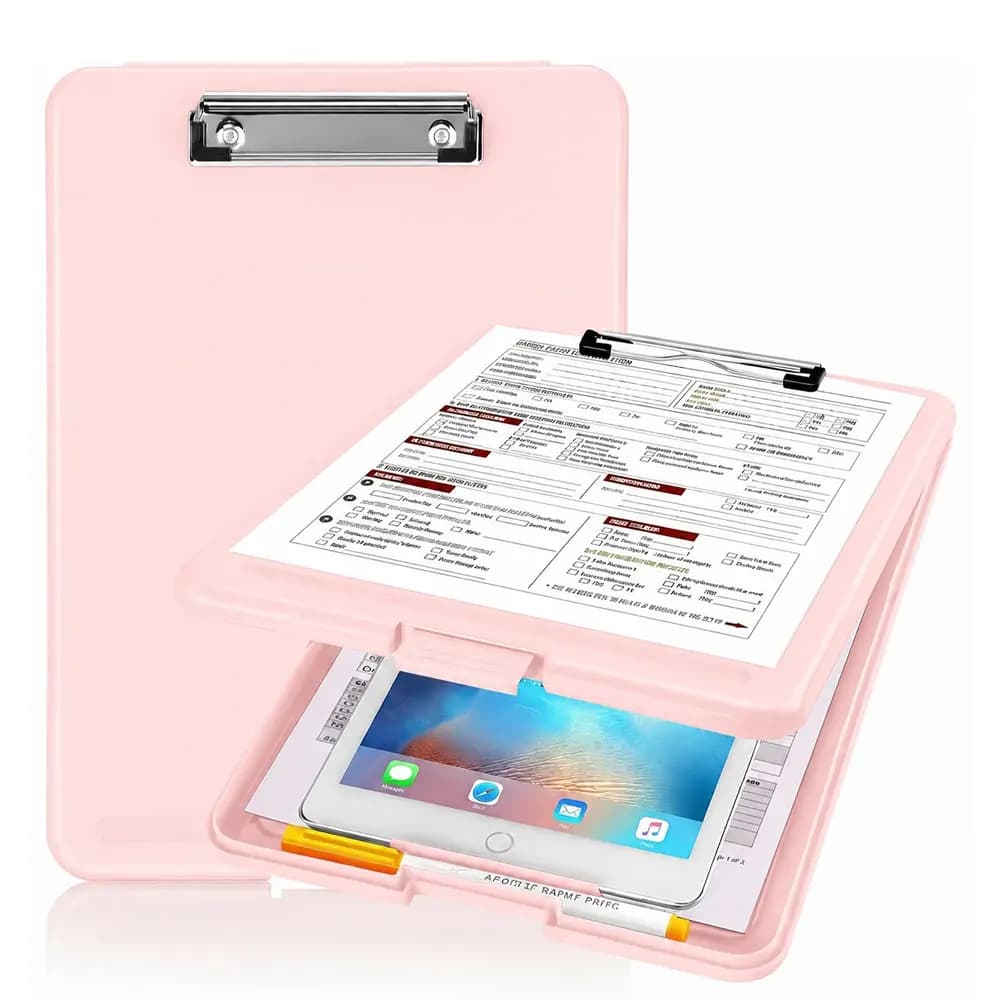 1pc A4 File Folder with Storage Function, Pen Slot Design and Metal Clip, Suitable for Office, Classroom and Home Office Use
