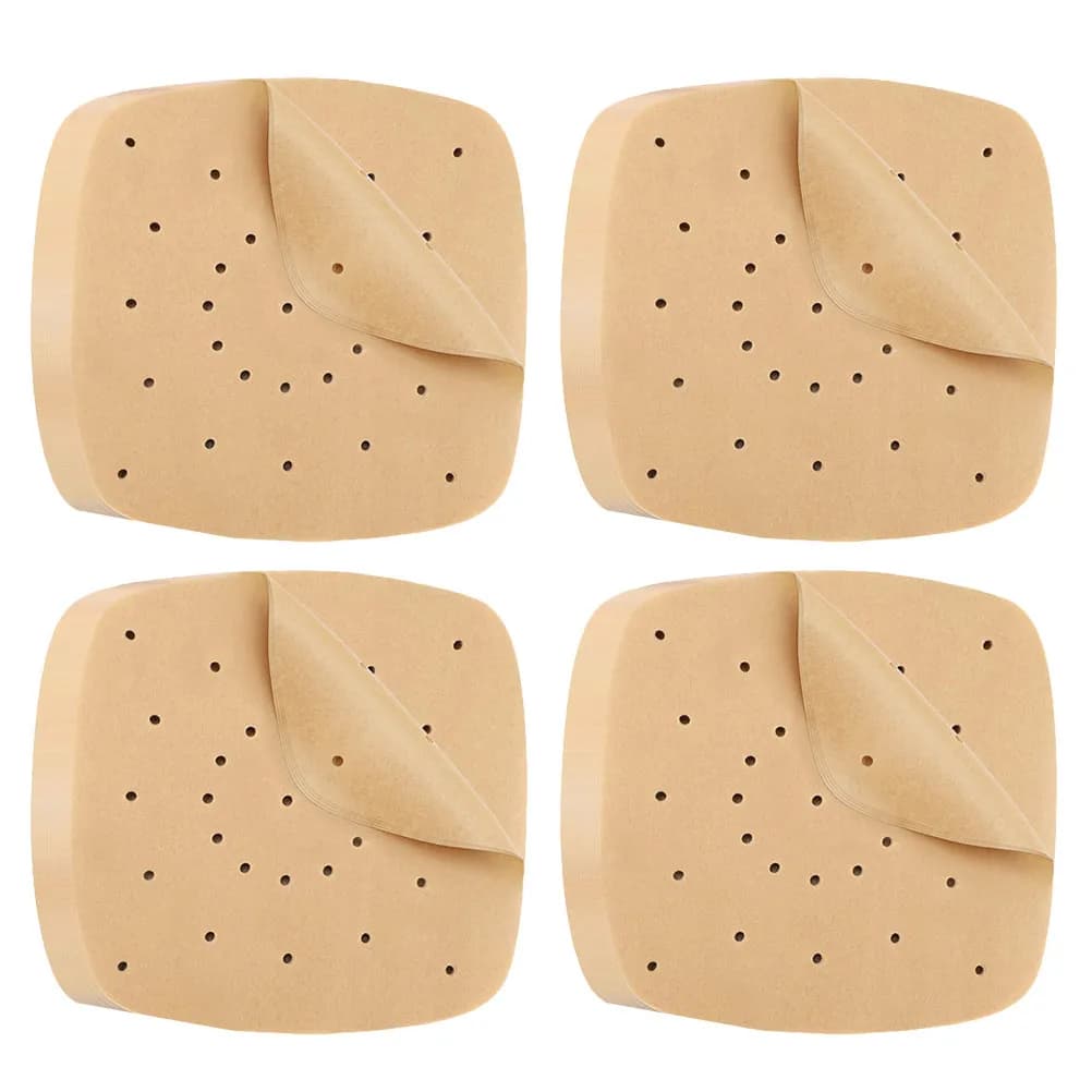 100 Fogli di Carta da Forno Antiaderente, Forma Quadrata, Resistente alle Alte Temperature, per Barbecue, Friggitrice ad Aria, Griglia e Cottura