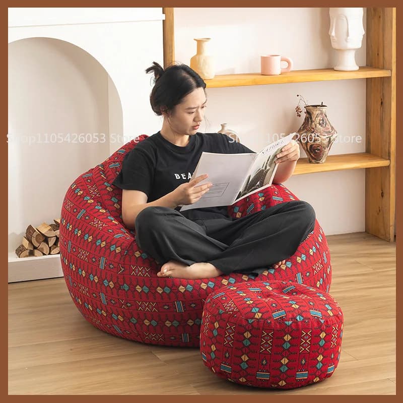 Lazy sofa bean bag can lie down and sleep single bedroom balcony tatami casual lying jacquard fabric lazy sofa