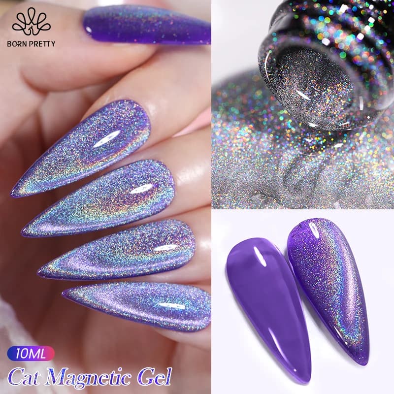 BORN PRETTY 10ml Arcobaleno Ultra Shine Glitter Cat Gel magnetico Smalto per unghie Semi permanente Soak Off UV LED Vernice per manicure