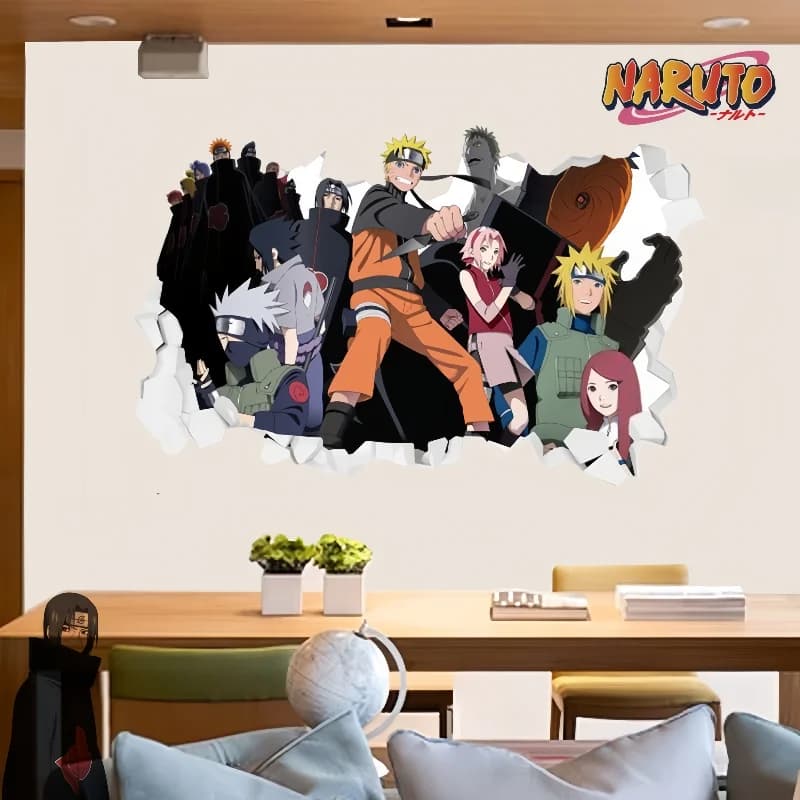 Naruto 3D Stereoscopic Wall Sticker Personality Naruto Student Dormitory Poster Wallpaper Self Adhesive Interior Decoration