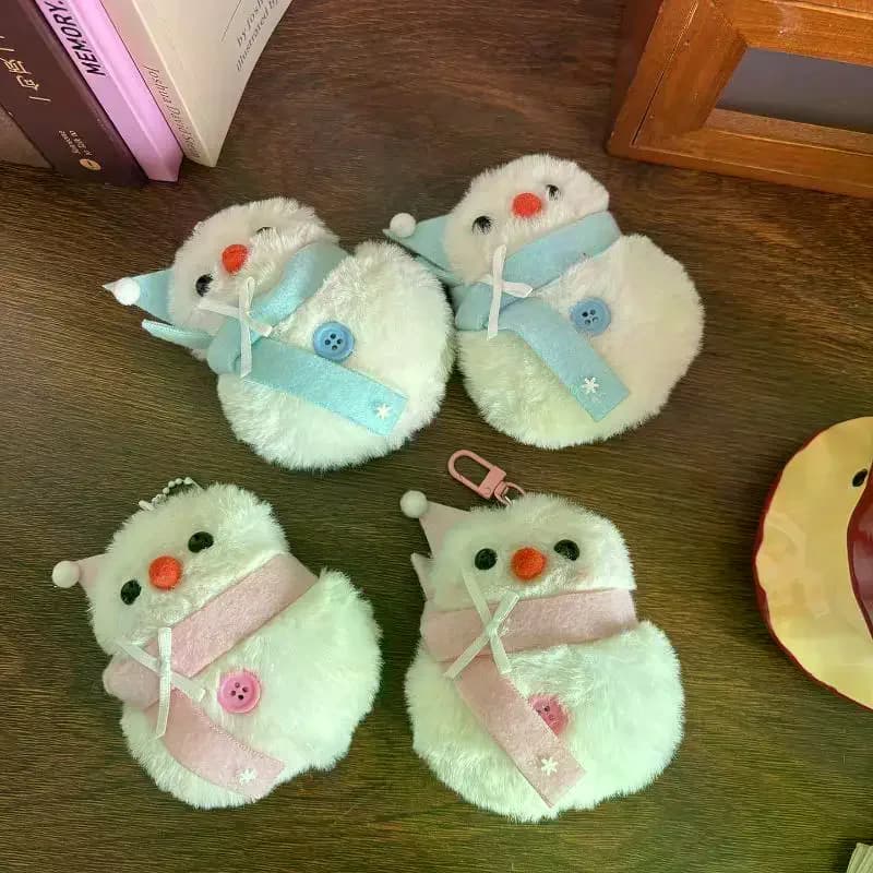 Simpatico fiocco di neve sciarpa pupazzo di neve peluche bambola di pezza portachiavi pupazzo di neve kawaii inverno peluche zaino ciondolo accessori regali