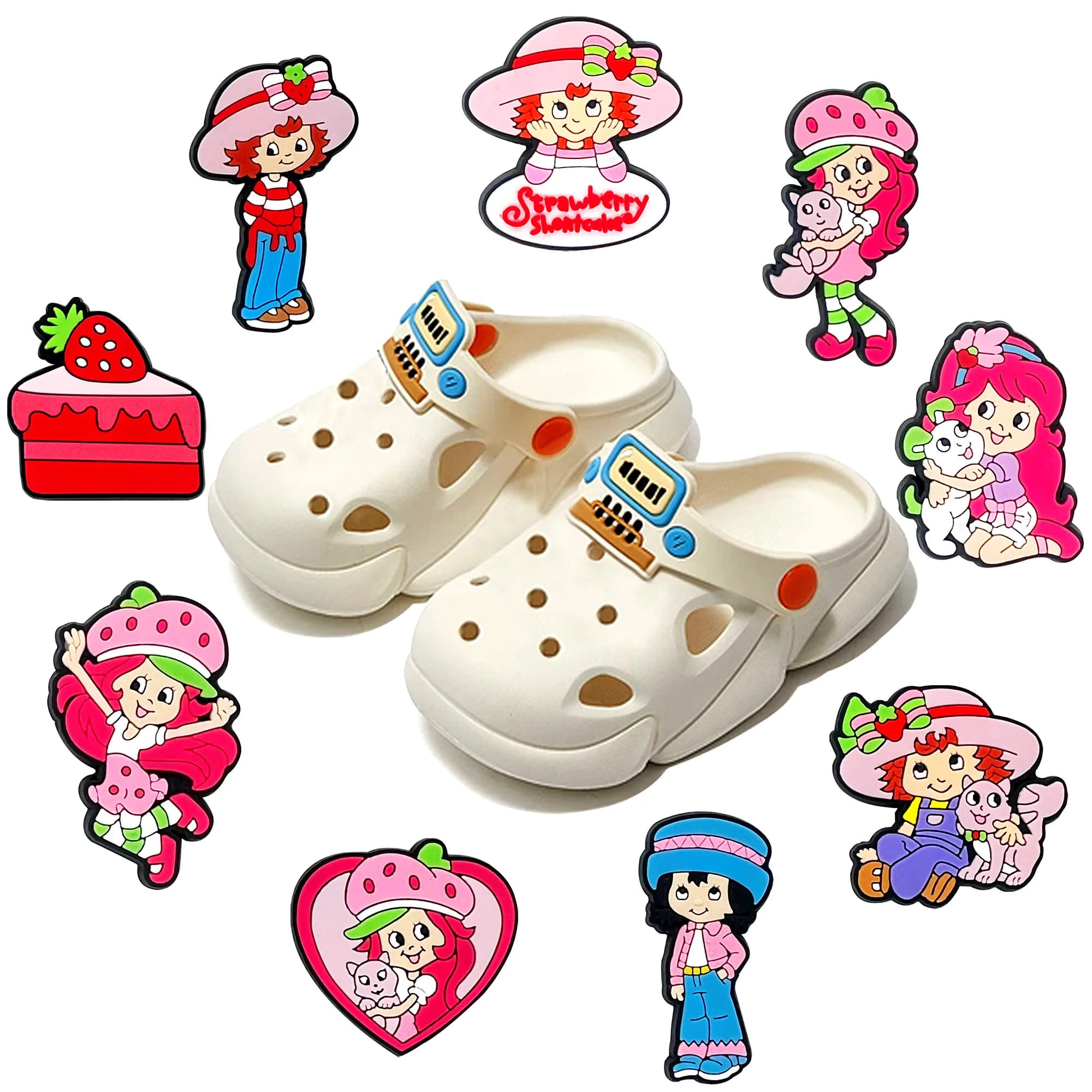 9-100 Pezzi Charm per Scarpe a Forma di Fragola Rosa, Decorazione in PVC per Borse Bogg, Fibbia per Sandali Staccabile Impermeabile, Ideale come Regalo di Natale