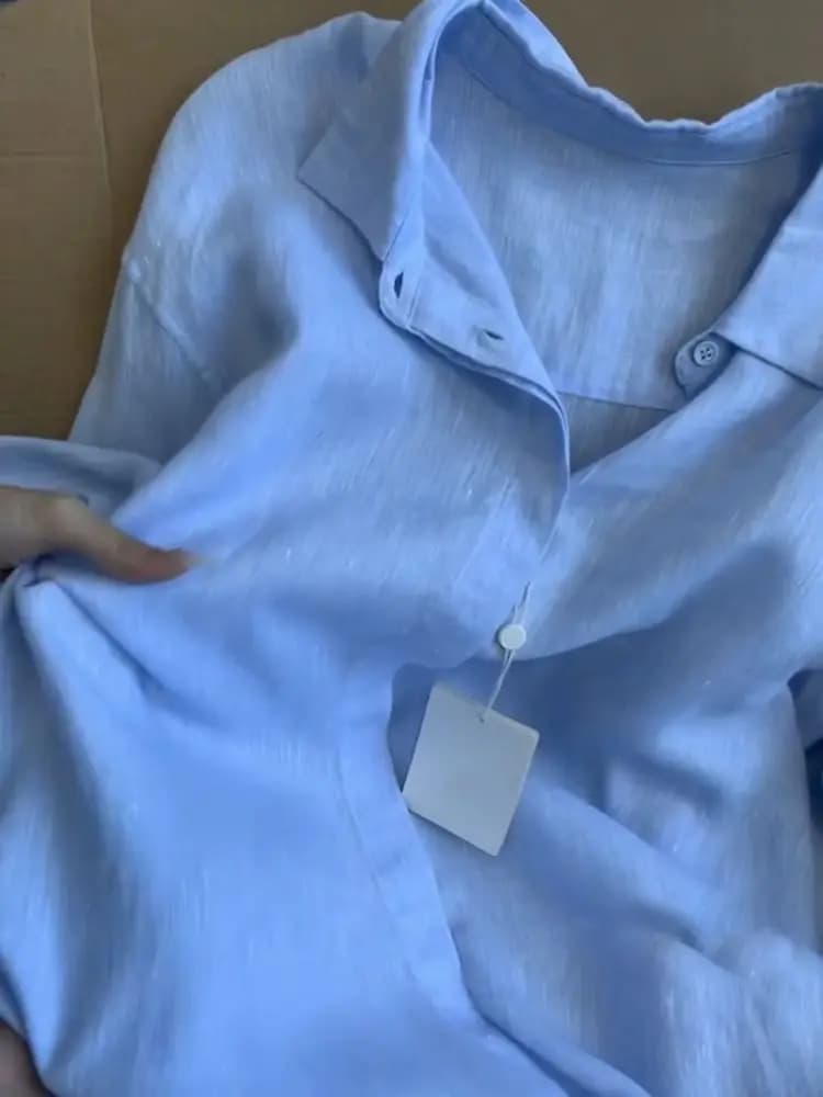 Camicette Estive da Donna 2026 con Colletto Rovesciato e Maniche Lunghe in Cotone e Lino, Camicie Bianche per Abbigliamento Casual Femminile