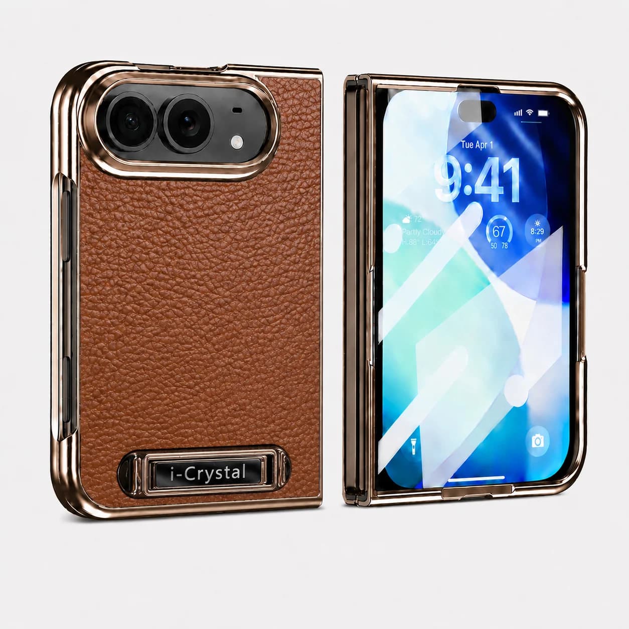 Lychee Texture Electroplated Screen Protector Case for iPhone Ultra 18 Fold Shockproof Invisible Bracket Lens Protrusion Cover