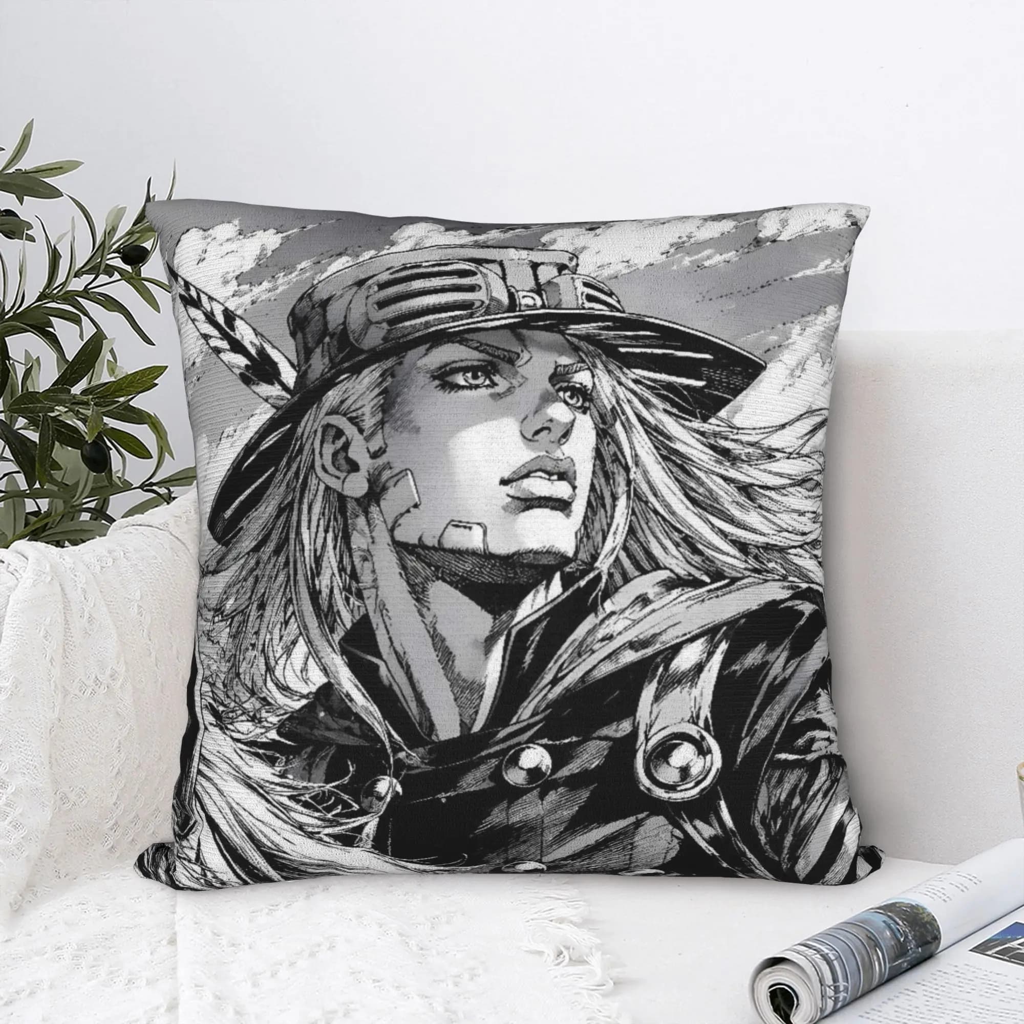 Jojo Steel Ball Run Pillow Cover Square Cushion Cover Vintage Pillow Case For Living Room Bed Chair