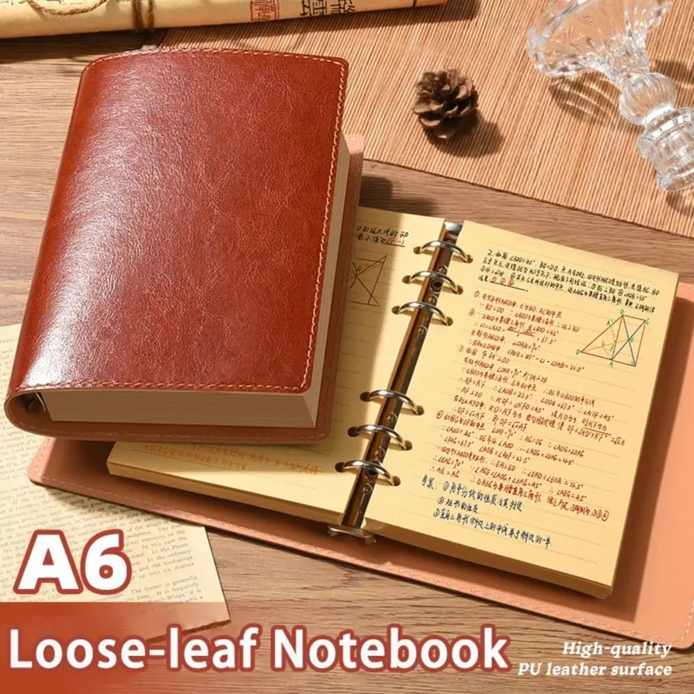 High Quality A5/A6 Notebook PU Leather Detachable Shell Travel Journal Loose-leaf Binder Notepad for School Office
