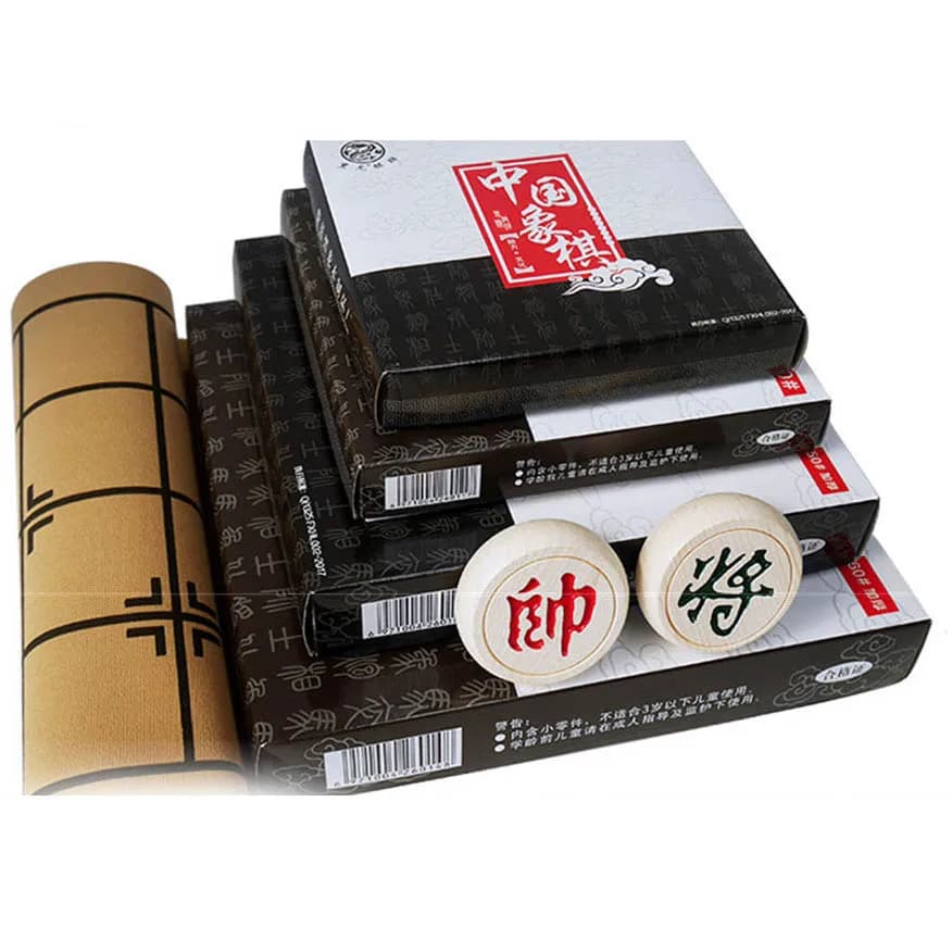 Chinese Chess Xiang Qi Size 4/5/6cm Wooden Pieces Leather Checkboard 32Pcs/Set Puzzle Game Gift Family Board Game
