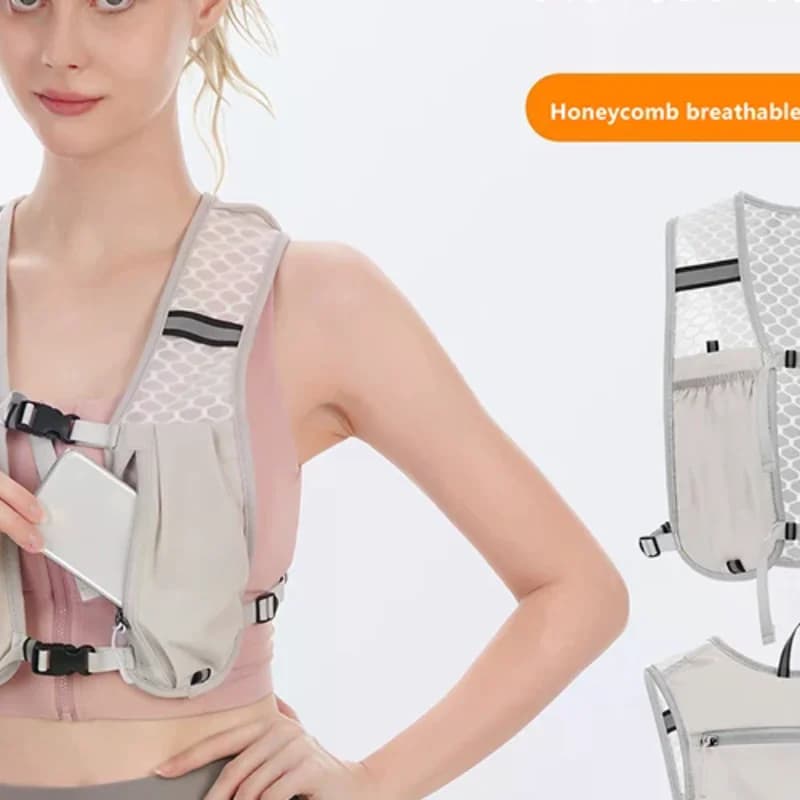 1PC Running Water Bottle Storage Vest Lightweight Running Vest Reflective Hydration Water Chest Pack With Phone Holder