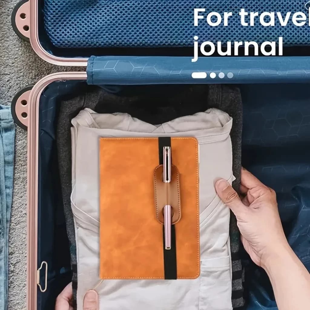 PU Leather Elastic Pen Holder Notebook Planner Pen Loop Sleeve Adjustable Strap Journal Pencil Pouch Office Stationery Accessory