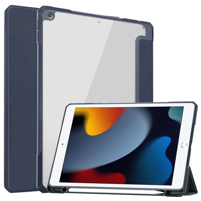 Tablet per iPad 7 8 custodia di 9 generazione con portamatite Cover posteriore pieghevole in TPU acrilico per iPad 10 2 7th 8th 9th Gen Tablet Cover