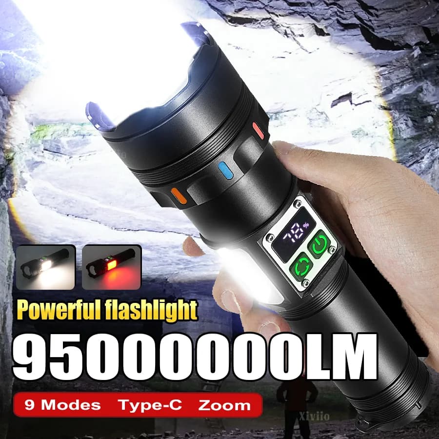 95000000LM Torce a LED super potenti Torcia a LED ad alta potenza Torcia ricaricabile Caccia Pesca Campeggio Tattica Lantren